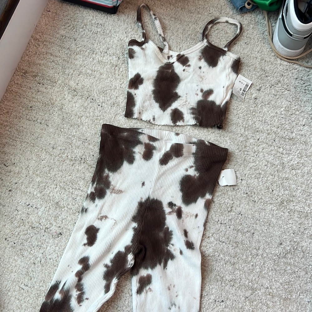 two piece cow print set